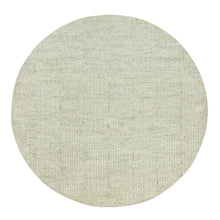 Load image into Gallery viewer, 8&#39;x8&#39; Classic Gray, Plain and Simple Velvety Wool Hand Woven Cord Collection, High and Low Pile, Flat Weave, Round Oriental Rug FWR542736