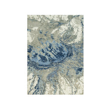 Load image into Gallery viewer, 4&#39;x6&#39; Uranian Blue with Kensington Gray, Wool and Silk, Abstract Galaxy Design with Hi and low Pile, Hand Knotted, Oriental Rug FWR542754