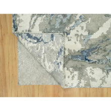 Load image into Gallery viewer, 4&#39;x6&#39; Uranian Blue with Kensington Gray, Wool and Silk, Abstract Galaxy Design with Hi and low Pile, Hand Knotted, Oriental Rug FWR542754