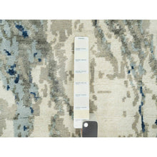 Load image into Gallery viewer, 4&#39;x6&#39; Uranian Blue with Kensington Gray, Wool and Silk, Abstract Galaxy Design with Hi and low Pile, Hand Knotted, Oriental Rug FWR542754