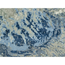 Load image into Gallery viewer, 4&#39;x6&#39; Uranian Blue with Kensington Gray, Wool and Silk, Abstract Galaxy Design with Hi and low Pile, Hand Knotted, Oriental Rug FWR542754