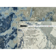 Load image into Gallery viewer, 4&#39;x6&#39; Uranian Blue with Kensington Gray, Wool and Silk, Abstract Galaxy Design with Hi and low Pile, Hand Knotted, Oriental Rug FWR542754