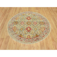 Load image into Gallery viewer, 6&#39;x6&#39; Sandcastle Beige, The Sunset Rosettes with Soft Colors, Wool and Silk, Hand Knotted, Round Oriental Rug FWR542784