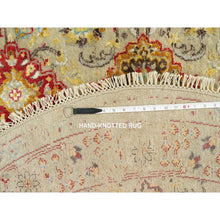 Load image into Gallery viewer, 6&#39;x6&#39; Sandcastle Beige, The Sunset Rosettes with Soft Colors, Wool and Silk, Hand Knotted, Round Oriental Rug FWR542784