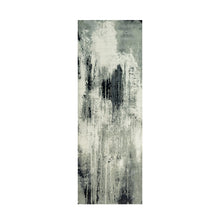 Load image into Gallery viewer, 4&#39;2x12&#39; Iridium Black with a Anti-Flash White, Abstract Design with Wool and Silk, Hand Knotted, Oriental, Wide Runner Rug FWR542844