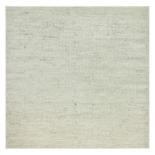 Load image into Gallery viewer, 8&#39;x8&#39; Mindful Gray, High and Low Pile Cord Collection, Flat Weave Shiny Wool, Hand Woven Plain and Simple Oriental Square Rug FWR542856