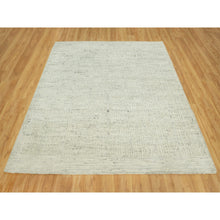 Load image into Gallery viewer, 8&#39;x8&#39; Mindful Gray, High and Low Pile Cord Collection, Flat Weave Shiny Wool, Hand Woven Plain and Simple Oriental Square Rug FWR542856