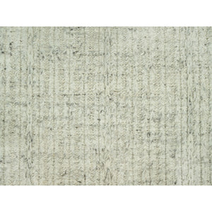 8'x8' Mindful Gray, High and Low Pile Cord Collection, Flat Weave Shiny Wool, Hand Woven Plain and Simple Oriental Square Rug FWR542856