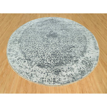 Load image into Gallery viewer, 14&#39;x14&#39; Lamp Room and Castlerock Gray, Broken and Erased Hand Knotted Persian Design, Wool and Silk Square Oriental Rug FWR542880