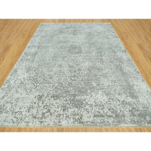 Load image into Gallery viewer, 14&#39;x14&#39; Cloudburst Gray, Hand Knotted, Broken Wool and Silk Persian Design, Soft to Touch, Denser Weave, Square Oriental Rug FWR542904