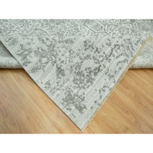 Load image into Gallery viewer, 14&#39;x14&#39; Cloudburst Gray, Hand Knotted, Broken Wool and Silk Persian Design, Soft to Touch, Denser Weave, Square Oriental Rug FWR542904