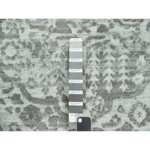 Load image into Gallery viewer, 14&#39;x14&#39; Cloudburst Gray, Hand Knotted, Broken Wool and Silk Persian Design, Soft to Touch, Denser Weave, Square Oriental Rug FWR542904