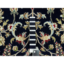 Load image into Gallery viewer, 6&#39;x6&#39; Vulcan Blue, Ivory Border, 100% Wool, Hand Knotted 250 KPSI Densely Woven, Nain All Over Flower Design, Round Oriental Rug FWR542994