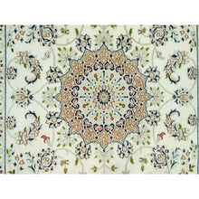 Load image into Gallery viewer, 4&#39;1&quot;x6&#39;2&quot; Soft Focus White, Hand Knotted 250 KPSI Nain With Central Medallion Design and All Over Floral Motifs, Densely Woven Extra Soft Wool, Oriental Rug FWR543042