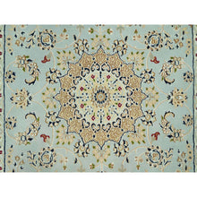 Load image into Gallery viewer, 4&#39;2&quot;x6&#39;1&quot; Blue Hydrangea, Nain Densely Woven Center Medallion Flower Design, 250 KPSI, Hand Knotted 100% Wool, Oriental Rug FWR543054