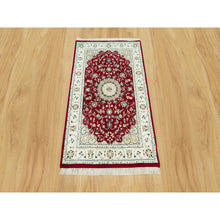 Load image into Gallery viewer, 2&#39;7&quot;x4&#39;1&quot; Sun Dried Tomato Red, Extra Soft Wool Nain With Large Central Medallion Floral Design, 250 KPSI Hand Knotted Oriental Rug FWR543090