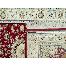 Load image into Gallery viewer, 2&#39;7&quot;x4&#39;1&quot; Sun Dried Tomato Red, Extra Soft Wool Nain With Large Central Medallion Floral Design, 250 KPSI Hand Knotted Oriental Rug FWR543090