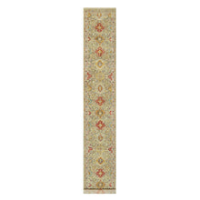 Load image into Gallery viewer, 2&#39;9&quot;x18&#39; Candlelit Beige, Hand Knotted, The Sunset Rosettes with Soft Shiny Wool and Vibrant Colors, Wool and Pure Silk, Runner Oriental Rug FWR543192