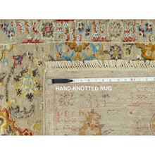 Load image into Gallery viewer, 2&#39;9&quot;x18&#39; Candlelit Beige, Hand Knotted, The Sunset Rosettes with Soft Shiny Wool and Vibrant Colors, Wool and Pure Silk, Runner Oriental Rug FWR543192