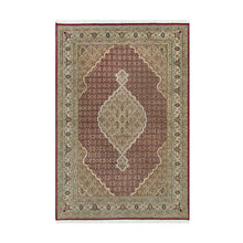 Load image into Gallery viewer, 6&#39;1&quot;x9&#39; Blazer Red, Tabriz Mahi Densely Woven With Fish Medallion Design, Velvety Wool, Hand Knotted Oriental Rug FWR543552