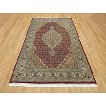 Load image into Gallery viewer, 6&#39;1&quot;x9&#39; Blazer Red, Tabriz Mahi Densely Woven With Fish Medallion Design, Velvety Wool, Hand Knotted Oriental Rug FWR543552