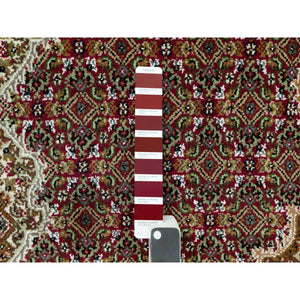 6'1"x9' Blazer Red, Tabriz Mahi Densely Woven With Fish Medallion Design, Velvety Wool, Hand Knotted Oriental Rug FWR543552