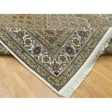 Load image into Gallery viewer, 5&#39;10&quot;x9&#39;1&quot; Panda White, Fish Tabriz Mahi Design, 100% Shiny Wool, Hand Knotted, Oriental Densely Woven Rug FWR543564