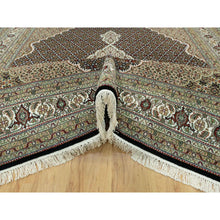 Load image into Gallery viewer, 7&#39;10&quot;x10&#39;2&quot; Inkwell Black, Mahi Tabriz With Fish Medallion Design, Hand Knotted Densely Woven, 100% Wool, Oriental Rug FWR543600