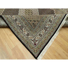 Load image into Gallery viewer, 7&#39;10&quot;x10&#39;2&quot; Inkwell Black, Mahi Tabriz With Fish Medallion Design, Hand Knotted Densely Woven, 100% Wool, Oriental Rug FWR543600