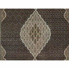 Load image into Gallery viewer, 7&#39;10&quot;x10&#39;2&quot; Inkwell Black, Mahi Tabriz With Fish Medallion Design, Hand Knotted Densely Woven, 100% Wool, Oriental Rug FWR543600