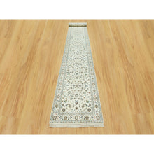 Load image into Gallery viewer, 2&#39;10&quot;x19&#39;10&quot; Origami White, 250 KPSI Hand Knotted Nain Design, All Over Floral Motifs, Densely Woven, Shiny Wool XL Runner Oriental Rug FWR543684