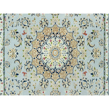 Load image into Gallery viewer, 5&#39;x6&#39;9&quot; Brittany Blue, Nain with Center Medallion Flower Design, 250 KPSI, Natural Wool, Hand Knotted, Denser Weave Oriental Rug FWR543720