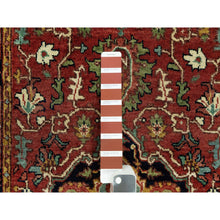 Load image into Gallery viewer, 2&#39;5&quot;x19&#39;10&quot; Brick Red With Night Sky Blue, Vegetable Dyes and Denser Weave, Antiqued Fine Heriz Re-Creation, Hand Knotted, Soft Vibrant Wool, Oriental XL Runner Rug FWR543900