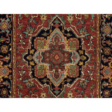 Load image into Gallery viewer, 2&#39;5&quot;x19&#39;10&quot; Brick Red With Night Sky Blue, Vegetable Dyes and Denser Weave, Antiqued Fine Heriz Re-Creation, Hand Knotted, Soft Vibrant Wool, Oriental XL Runner Rug FWR543900