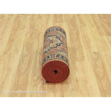 Load image into Gallery viewer, 2&#39;5&quot;x19&#39;10&quot; Brick Red With Night Sky Blue, Vegetable Dyes and Denser Weave, Antiqued Fine Heriz Re-Creation, Hand Knotted, Soft Vibrant Wool, Oriental XL Runner Rug FWR543900