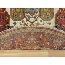 Load image into Gallery viewer, 8&#39;x8&#39; Bolero Red, Hand Knotted Natural Dyes, Densely Woven, Antiqued Velvety Wool, Fine Heriz Re-Creation, Soft Pile, Round Oriental Rug FWR543942