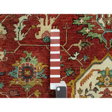 Load image into Gallery viewer, 8&#39;x8&#39; Bolero Red, Hand Knotted Natural Dyes, Densely Woven, Antiqued Velvety Wool, Fine Heriz Re-Creation, Soft Pile, Round Oriental Rug FWR543942