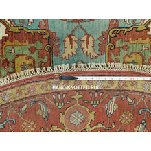 Load image into Gallery viewer, 8&#39;x8&#39; Bolero Red, Hand Knotted Natural Dyes, Densely Woven, Antiqued Velvety Wool, Fine Heriz Re-Creation, Soft Pile, Round Oriental Rug FWR543942