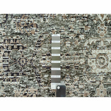 Load image into Gallery viewer, 6&#39;x6&#39; Downpipe Gray, Hand Knotted Silk with Textured Wool, Transitional Persian Influence Erased Medallion Design, Round Oriental Rug FWR544116