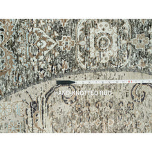 Load image into Gallery viewer, 6&#39;x6&#39; Downpipe Gray, Hand Knotted Silk with Textured Wool, Transitional Persian Influence Erased Medallion Design, Round Oriental Rug FWR544116