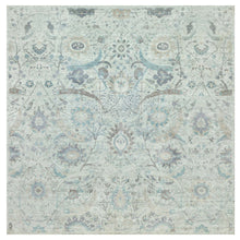 Load image into Gallery viewer, 15&#39;x15&#39; Pacer White, Sickle Leaf Design, Silk With Textured Wool, Denser Weave, Hand Knotted, Soft and Lush, Square Oriental Rug FWR544176