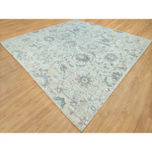 Load image into Gallery viewer, 15&#39;x15&#39; Pacer White, Sickle Leaf Design, Silk With Textured Wool, Denser Weave, Hand Knotted, Soft and Lush, Square Oriental Rug FWR544176