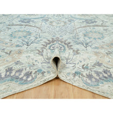 Load image into Gallery viewer, 15&#39;x15&#39; Pacer White, Sickle Leaf Design, Silk With Textured Wool, Denser Weave, Hand Knotted, Soft and Lush, Square Oriental Rug FWR544176