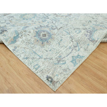 Load image into Gallery viewer, 15&#39;x15&#39; Pacer White, Sickle Leaf Design, Silk With Textured Wool, Denser Weave, Hand Knotted, Soft and Lush, Square Oriental Rug FWR544176