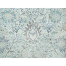 Load image into Gallery viewer, 15&#39;x15&#39; Pacer White, Sickle Leaf Design, Silk With Textured Wool, Denser Weave, Hand Knotted, Soft and Lush, Square Oriental Rug FWR544176