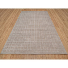 Load image into Gallery viewer, 8&#39;2&quot;x9&#39;10&quot; Beaver Brown, Hand Loomed, Modern Grid Pattern, Natural Wool, Thick and Plush, Soft Pile, Oriental Rug FWR544218