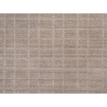 Load image into Gallery viewer, 8&#39;2&quot;x9&#39;10&quot; Beaver Brown, Hand Loomed, Modern Grid Pattern, Natural Wool, Thick and Plush, Soft Pile, Oriental Rug FWR544218