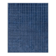 Load image into Gallery viewer, 8&#39;2&quot;x10&#39; Navy Blue, Modern Grid Pattern, Hand Loomed, Thick and Plush, Natural Wool, Oriental Rug FWR544236