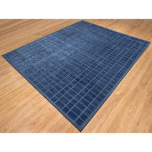 Load image into Gallery viewer, 8&#39;2&quot;x10&#39; Navy Blue, Modern Grid Pattern, Hand Loomed, Thick and Plush, Natural Wool, Oriental Rug FWR544236