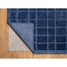 Load image into Gallery viewer, 8&#39;2&quot;x10&#39; Navy Blue, Modern Grid Pattern, Hand Loomed, Thick and Plush, Natural Wool, Oriental Rug FWR544236